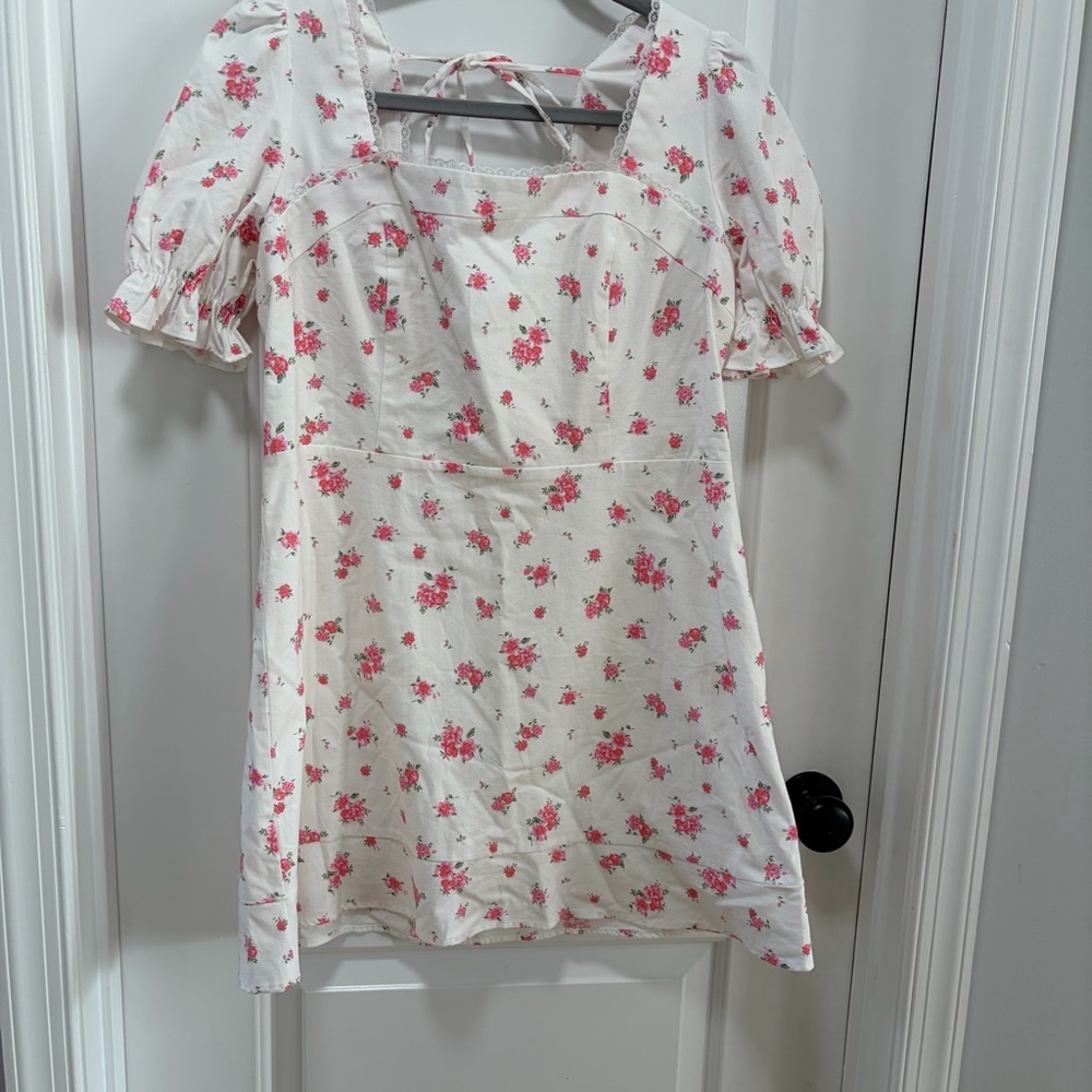 Altar’d State NWOT‎ Lucia Mini Dress size XL White Puff Sleeve Ditsy Floral - Picture 4 of 16